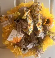 Summer Sunflower Front Door Wreath Handmade Deco Mesh Decor Bright Colors