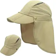 [LLmoway] Men Women Safari Fishing Sun Cap with Removable Neck Flap Quick Dry Hats