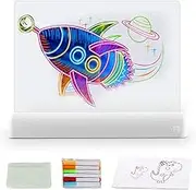 Meichoon 3D Fluorescent Drawing Board with 6 Markers and Cleaning Rag 7 Colors Lighting Change Erasable Acrylic Memo Tablet Suitable for Party and Store Display White