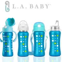 在飛比找momo購物網優惠-【L.A. Baby】316不鏽鋼保溫奶瓶學習套組270ml