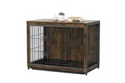 Vibe Geeks Wooden Pet Kennel Crate With Tabletop Spacious Indoor Furniture For Medium To Large Dogs