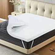 Susalt Twin XL Mattress Topper, 3 Inch Gel Memory Foam Mattress Topper, Washable Bamboo Fiber Cover, Pressure Relief Bed Topper, Adjustable Corner Straps, CertiPUR-US Certified