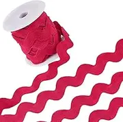 GORGECRAFT 1.34 Inch Jumbo Rick Rack Trim 10 Yards RIC Rac Ribbon Christmas Zig Zag Deep Pink Wave Bending Fringe Trim Rickrack Woven Braided Fabric S Shaped Lace with Spool for Sewing Crafts