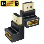 90 Degree DisplayPort 1.4 Cable Adapter Right Left Angle DP Converter 4K 144Hz