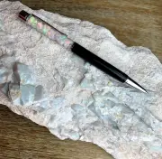 Opal Crystal Mix Chunky Chips Filled Ballpoint Black Pen Green Orange Red, Gift