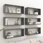 Wall Cube Shelves 6 pcs Grey 60x15x23 cm Engineered Wood vidaXL