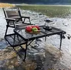 Camping Portable Folding Iron Mesh Barbecue Picnic Table