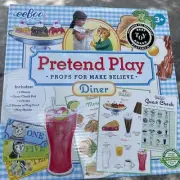 Pretend Play Props For Make Believe Diner Red And White Tablecloth