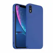 For Apple iPhone XR Silicone Silky Soft Case with Microfiber TPU Ultra Slim Anti Scratch Shockproof Cover (Blue)