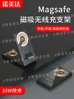 【小野家居】三合一無線充電器透明MAGSAFE磁吸15W快充14適用蘋果IPHONE15手機耳機APPLE IWATCH手表13多功能折疊支架底座