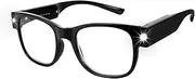 Tide USB Rechargeable Led Reading Glasses Smart Lighted Eyewear for Women Men (Black, 2.5X)