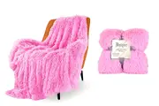 Soft Shaggy Faux Fur Blanket Decorative Throw Blanket for Couch Chair Sofa-Light Pink