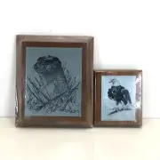 Iminac Inc Nature Etchings Small Eagle & Groundhog By D Noel Smith New & Sealed