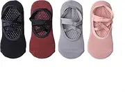 [haicoco] Double ribbon cross thickened terry yoga socks women non-slip sports invisible boat socks trampoline Pilates Amazon