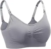 [QKAIFRYSUG] Nursing Bra Wireless Bra Women's Sleeping Maternity Bra Breastfeeding Bra Gray XLarge