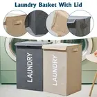 57L Collapsible Laundry Basket with Lid Washing Clothes Toys Storage Bin Hamper
