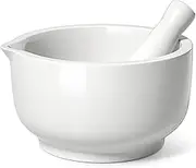 HOMBENE Porcelain Mortar and Pestle Set, 4.5 Inch for Guacamole Spice Salads, Nonporous, Dishwasher Safe, Molcajete Grinder, Herb Pill Crusher Bowl, White