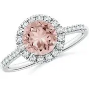 Round Morganite Halo Ring with Diamond Accents