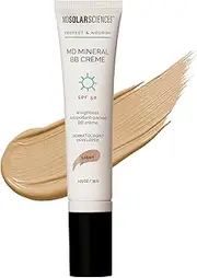 MDSolarSciences MD Mineral BB Crème SPF 50 – Beauty Balm Sunscreen for Face - Vegan Broad Spectrum UV Protection – Blendable Tinted Cream – Smooth, Natural Matte Finish, Light, 1.23 Oz