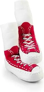 Sock Ons Mocc Ons Moccasin Style Slipper Socks for 18-24 Month Babies, Red