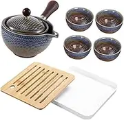 WATIIFUFU 1 Set Portable Ceramic Tea Set for Travel Pot and Cups with Storage Bag for Outdoor Use Compact Design for Easy Carrying for Kung Fu Tea
