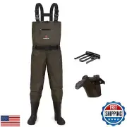 HISEA Bootfoot Chest Wader for Men Women 2-Ply Nylon/PVC Waterproof Mesh lini