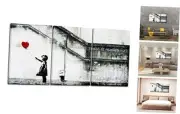 Banksy Grafitti Girl with Red Balloon Modern 3 Piece Famous Canvas Paintings