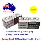 [3Set] MONAMI / Sign pen 351 / water based / Red, Blue, Black