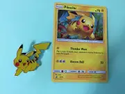 Pokemon PIKACHU HOLO PROMO Card SM76+PIKACHU PIN - SHINING LEGENDS- MINT