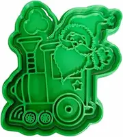 [The Cookie Cutter Hub] 10cm Santa Train Cookie Cutter and Matching Embosser for Cookies Biscuits Clay Baking Decoration
