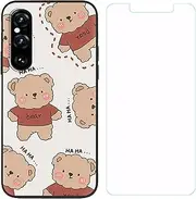 [LCEHTOGYE] Case for Sony Xperia 1 V + Tempered Glass Screen Protector, Slim Black Shock-Absorption Soft TPU Bumper Protective Phone Case Cover for Sony Xperia 1 V (6,5") - LLM48