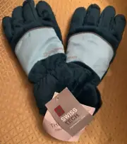 SWISS TECH Gloves THINSULATE Girls Large XL Green Teal Fur Fleece Skiing NWT