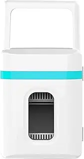 Mini Fridge 10 Liter Small Refrigerator Portable, Cooler & Warmer 28 Db Silent Running with Carry Handle,for Drinks Foods Skincare Home Office Dorm Car,White+Blue