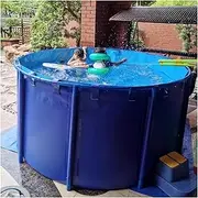 Canvas Fish Pond Pool, Folding Tarpaulin Pool Above Ground, Outdoors Water Storage Tank, for Fish Farming, Aquatic Products Breeding Pond(1.2x0.6m)