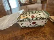 Temptations Holiday Poinsettia Mini Loaf Pan 12 oz Ovenware w/Lid New