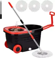 Mop Bucket Set, 360 Spin Mop Bucket with 3 Mop Heads, Mop and Bucket with Wringe