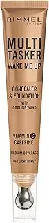 Rimmel Multi-Tasker Wake Me Up, 60 Light Honey, Concealer & Foundation, Brightens, Corrects, Buildable Coverage, Radiant Finish, Vegan Formula, 20ml