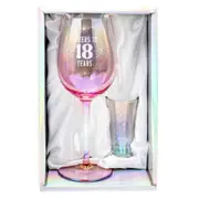 2pc LMD 18th Holographic 430ml Wine Glass/60ml Shot Glass Party Drinking Set