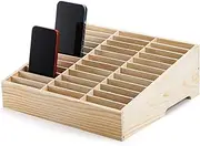 Lawei 36-Grid Wooden Cell Phone Holder, Multifunctional Desktop Organizer Storage Box for Classroom, Office, Meeting Room, Phone Rack Display