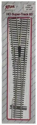 Atlas HO Scale Code 83 #6 Left-Hand Super Turnout/Switch Model Train Track