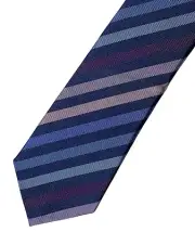 Paul Smith Men's Neck Tie Blue Purple Mauve Toned Stripe Silk Faille Skinny