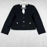 Spanx Jacket Womens XL Ponte Lady Jacket Black Cropped Button Blazer Career NWT