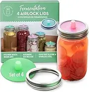 Fermentation Airlock Silicone Lids including Stainless Steel Bands for Fermenting - Set of 4