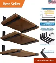 Sturdy 12-Inch Shelf Bracket Set for DIY Floating Shelves - Black Steel, 6 Pack