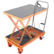 VEVOR Hydraulic Lift Table Cart, 500lbs Capacity 28.5" Lifting Height, Manual Single Scissor Lift Table with 4 Wheels and Non-slip Pad, Hydraulic Scis
