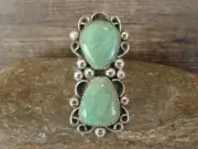 Navajo Sterling Silver Turquoise Adjustable Ring Size 9 to 11 by Cleveland