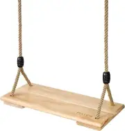 Pellor Wooden Swing Seat Hanging Wood Tree Swing Seat with Adjustable Rope Garde