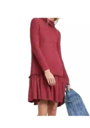 Anthropologie Sunday in Brooklyn Women's Dress Turtleneck Drop Waist Knit sz L