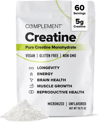 Complement Creatine Monohydrate Micronized Powder for Women and Men (5G per Serv