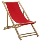 vidaXL Deck Chair Bamboo and Canvas Red 2BB